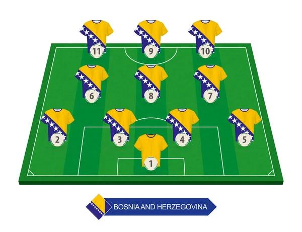 Equipo Fútbol Bosnia Herzegovina Alineación Campo Fútbol Para Competición Europea — Vector de stock