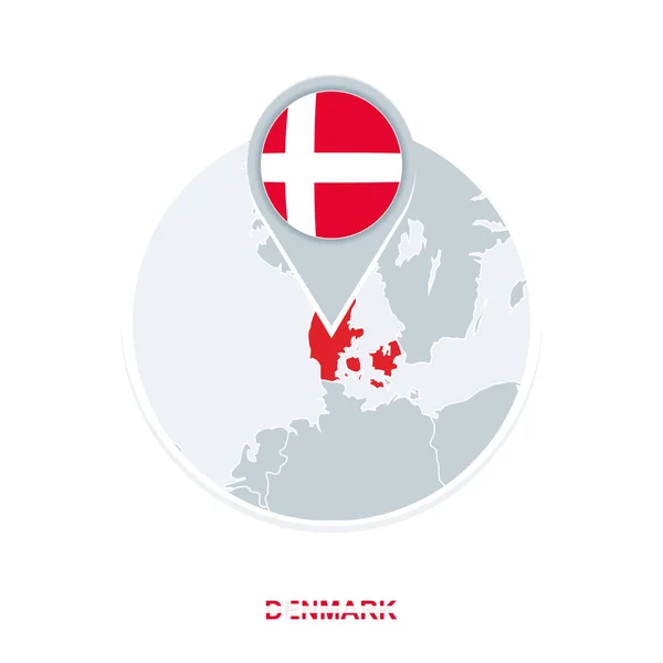 Danimarka Harita Bayrak Vurgulanan Danimarka Ile Vektör Harita Simgesi — Stok Vektör