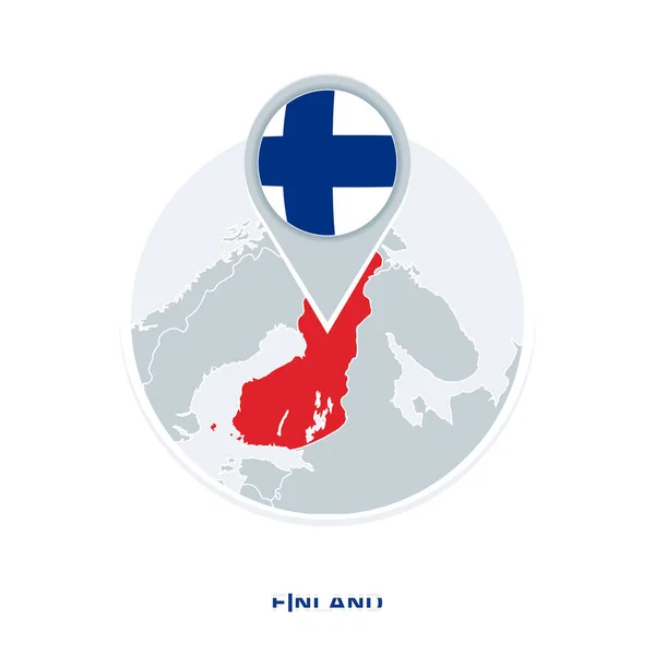 Finlandia Mappa Bandiera Icona Della Mappa Vettoriale Con Evidenziata Finlandia — Vettoriale Stock