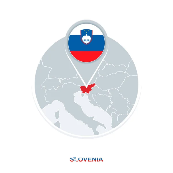 斯洛文尼亚地图和旗子 矢量地图图标与突出的斯洛文尼亚 — 图库矢量图片
