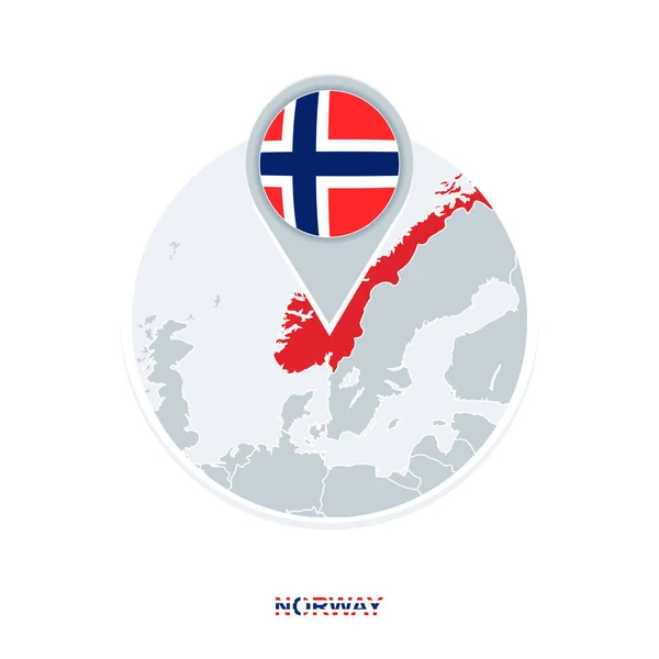 Mapa Norska Vlajka Ikonu Vektorové Mapy Zvýrazněné Norsko — Stockový vektor