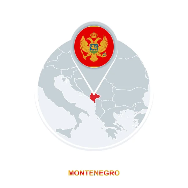 Montenegro Mapa Bandera Icono Del Mapa Vectorial Con Montenegro Resaltado — Vector de stock
