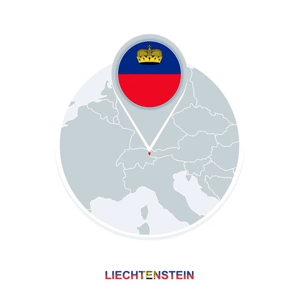 Mapa Bandeira Liechtenstein Ícone Mapa Vetorial Com Liechtenstein Destacado — Vetor de Stock