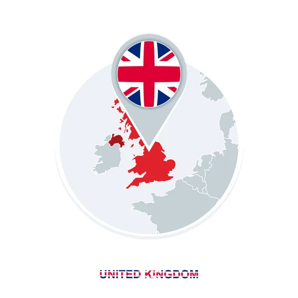 United Kingdom Map Flag Vector Map Icon Highlighted — Stock Vector