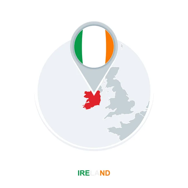 Irland Karta Och Flagga Vektor Karta Med Markerad Irland — Stock vektor