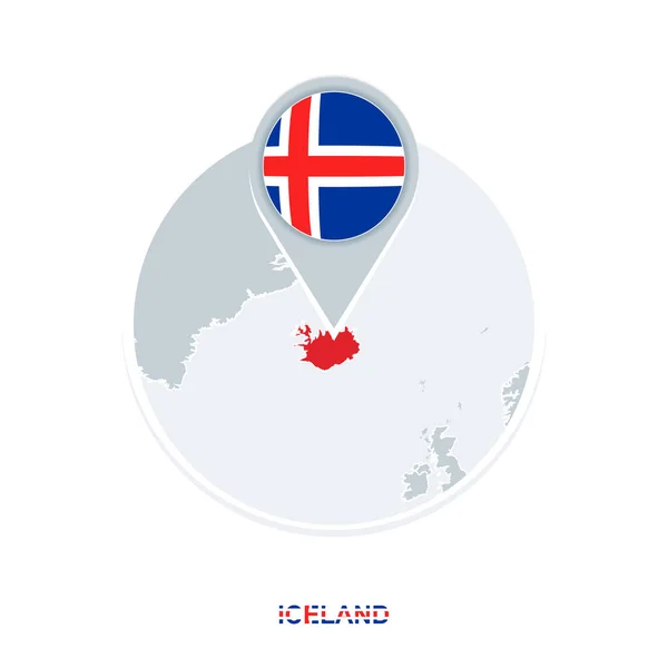 Mapa Islandu Vlajka Ikonu Vektorové Mapy Zvýrazněné Island — Stockový vektor