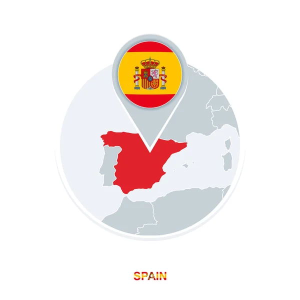 Espagne Carte Drapeau Icône Carte Vectorielle Avec Espagne Surlignée — Image vectorielle