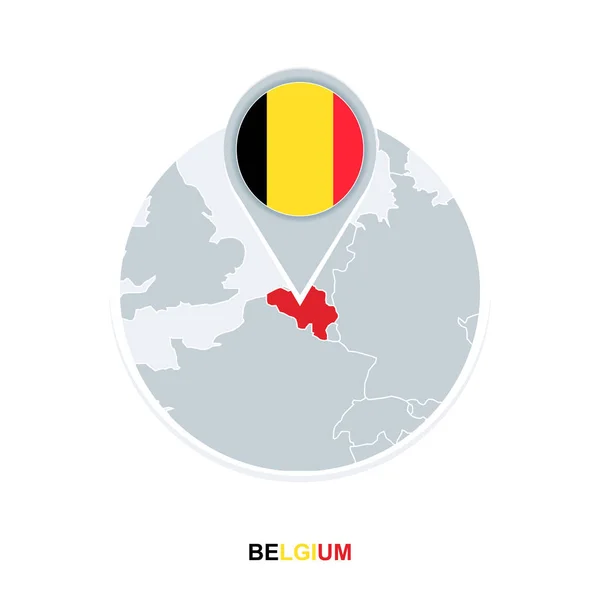 Belgique Carte Drapeau Icône Carte Vectorielle Avec Belgique Surlignée — Image vectorielle