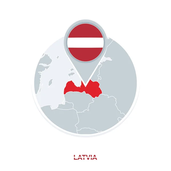 Mapa Lotyšsko Vlajka Ikonu Vektorové Mapy Zvýrazněné Lotyšsko — Stockový vektor