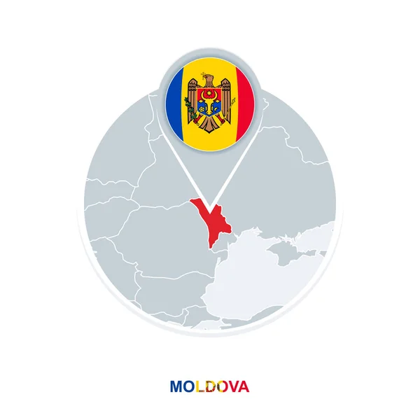 Karta Över Moldavien Och Flagga Vektor Karta Med Markerad Moldavien — Stock vektor