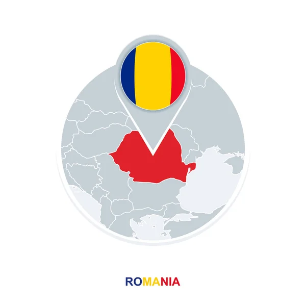 Rumania Mapa Bandera Icono Del Mapa Vectorial Con Rumania Resaltado — Vector de stock