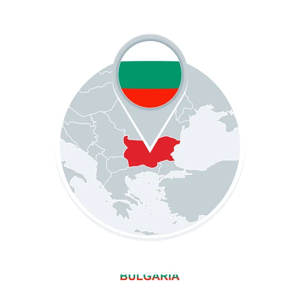 ブルガリアの地図と国旗 ベクトル地図アイコンを強調表示されたブルガリアと — ストックベクタ