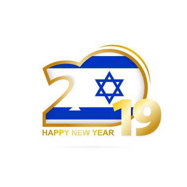 Yıl 2019 İsrail bayrağı desenli. Mutlu yeni yıl tasarım. Vektör çizim.