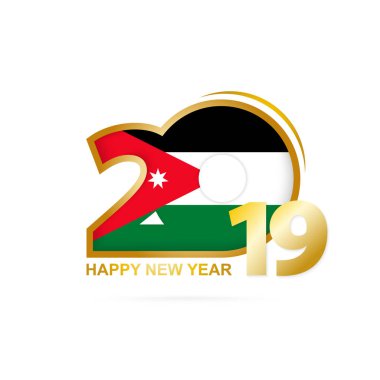 Yıl 2019 Jordan Flag desenli. Mutlu yeni yıl tasarım. Vektör çizim.