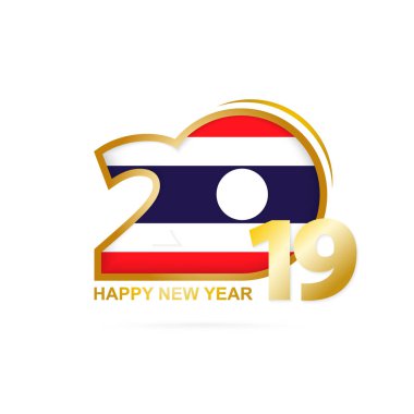 Yıl 2019 Tayland bayrak desenli. Mutlu yeni yıl tasarım. Vektör çizim.