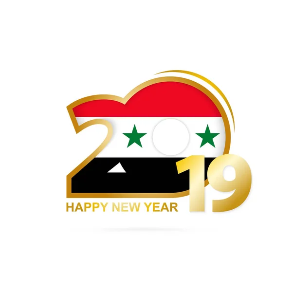 Jahr 2019 Mit Syrischer Flagge Frohes Neues Jahr Design Vektorillustration — Stockvektor