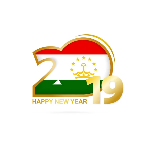 Jaar 2019 Met Tadzjikistan Vlag Patroon Happy New Year Design — Stockvector