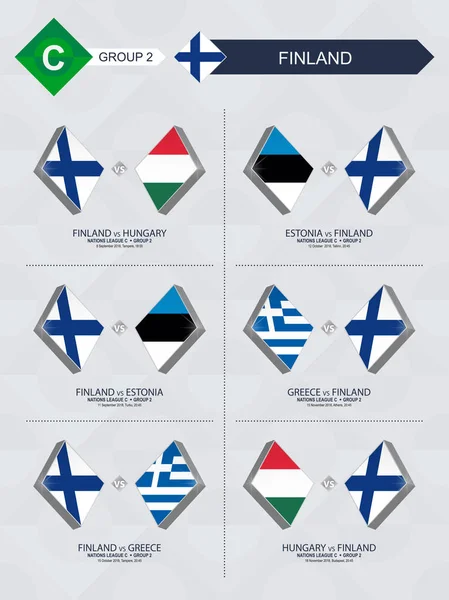 Todos Los Partidos Finlandia Liga Naciones Futbolísticas — Archivo Imágenes Vectoriales