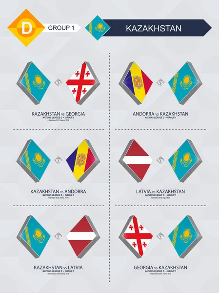 Todos Los Partidos Kazajstán Liga Naciones Futbolísticas — Archivo Imágenes Vectoriales