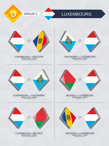 Todos Los Partidos Luxemburgo Liga Naciones Fútbol — Vector de stock