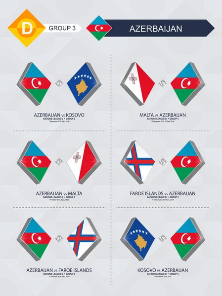 Todos Los Partidos Azerbaiyán Liga Naciones Fútbol — Vector de stock