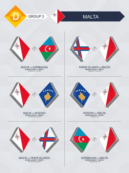Tous Les Matchs Malte Ligue Des Nations Football — Image vectorielle