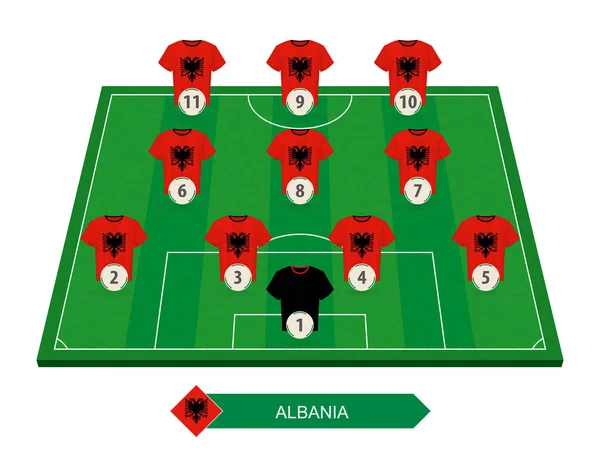 Albania Alineación Del Equipo Fútbol Campo Fútbol Para Competición Europea — Vector de stock