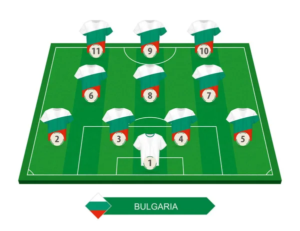 Equipo Fútbol Bulgaria Alineación Campo Fútbol Para Competición Europea Fútbol — Vector de stock