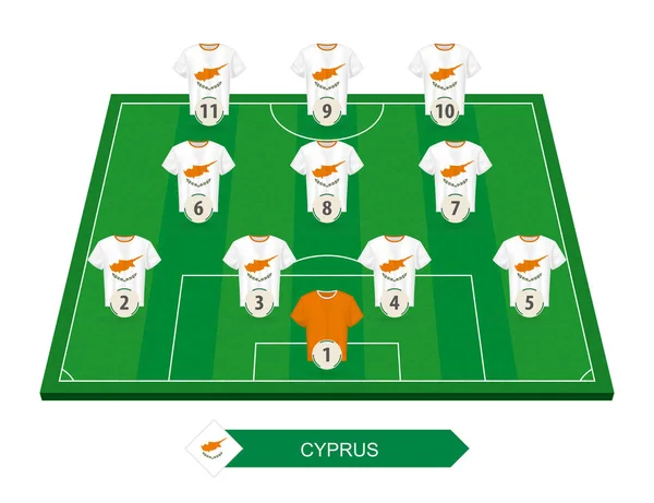 Equipo Fútbol Chipre Alineación Campo Fútbol Para Competición Europea Fútbol — Vector de stock