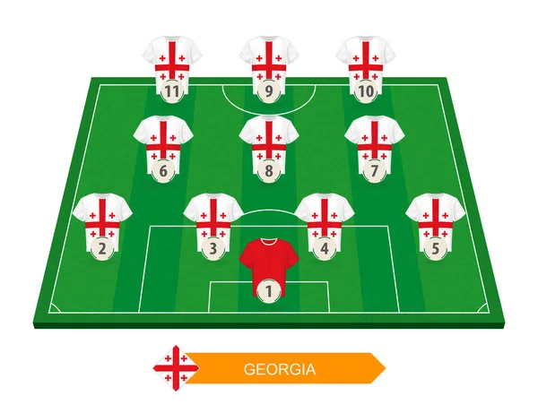 Georgië Voetbal Team Line Voetbalveld Voor Europese Voetbalcompetitie — Stockvector
