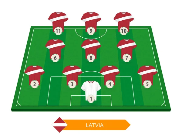 Letonia Alineación Equipos Fútbol Campo Fútbol Para Competición Europea Fútbol — Vector de stock