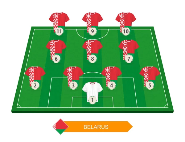 Skład Zespołu Piłki Nożnej Białoruś Boisko Piłki Nożnej Konkurencji Europejskiej — Wektor stockowy