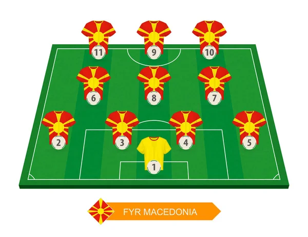 Alineación Del Equipo Fútbol Macedonia Campo Fútbol Para Competición Europea — Vector de stock