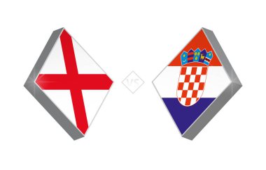 Europe futbol rekabet İngiltere vs Hırvatistan. Vektör çizim.