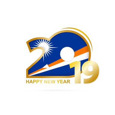 Yıl 2019 Marshall Adaları bayrak desenli. Mutlu yeni yıl tasarım. Vektör çizim.