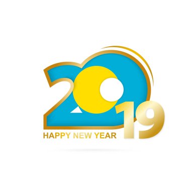Yıl 2019 Palau bayrak desenli. Mutlu yeni yıl tasarım. Vektör çizim.