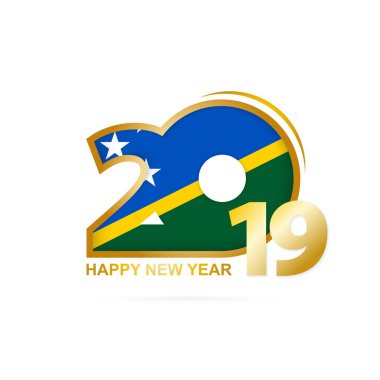 Yıl 2019 Solomon Adaları bayrak desenli. Mutlu yeni yıl tasarım. Vektör çizim.