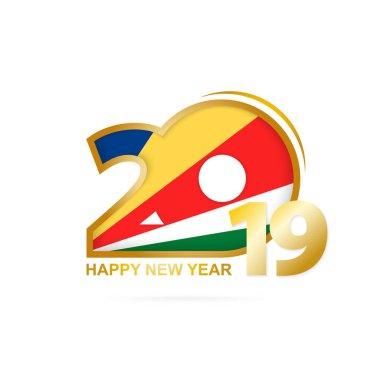 Yıl 2019 Seyşeller bayrak desenli. Mutlu yeni yıl tasarım. Vektör çizim.