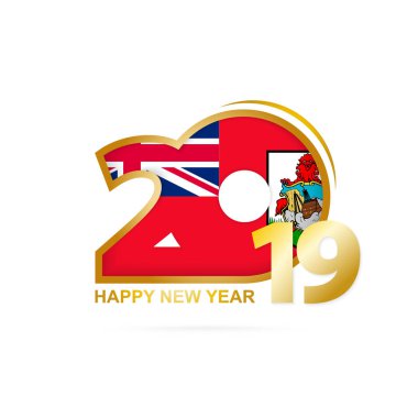 Yıl 2019 Bermuda bayrak desenli. Mutlu yeni yıl tasarım. Vektör çizim.
