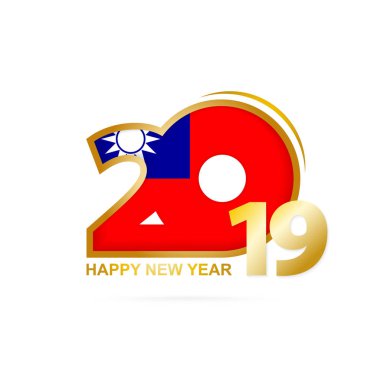 Yıl 2019 Tayvan bayrak desenli. Mutlu yeni yıl tasarım. Vektör çizim.