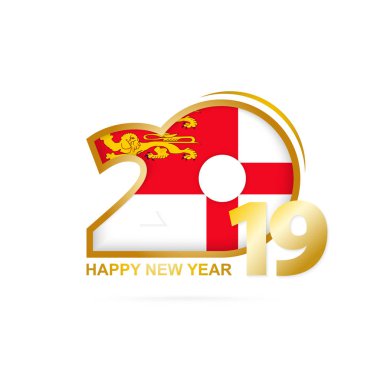 Yıl 2019 Sark bayrak desenli. Mutlu yeni yıl tasarım. Vektör çizim.