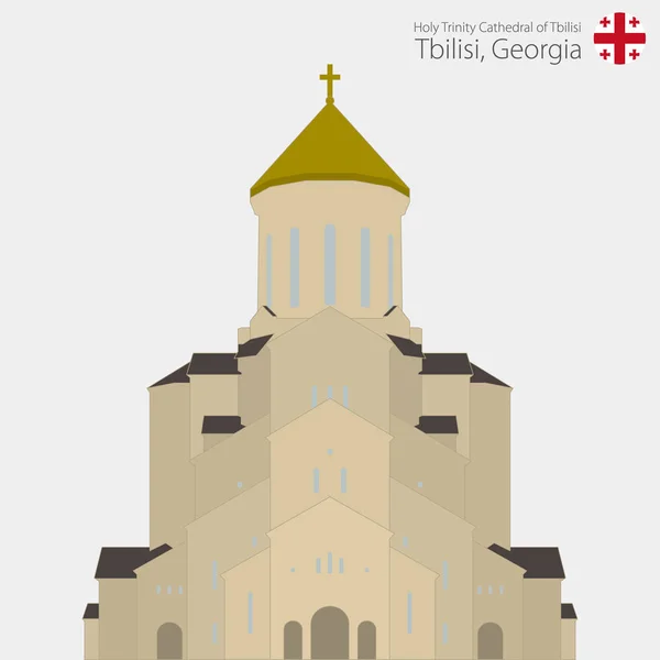 Sameba Kyrkan Heliga Treenighetens Katedral Tbilisi Georgien Tbilisi Vektorillustration — Stock vektor