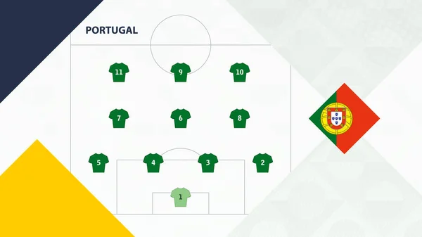 Portugal Equipa Preferida Sistema Formação Fundo Equipe Futebol Portugal Para — Vetor de Stock