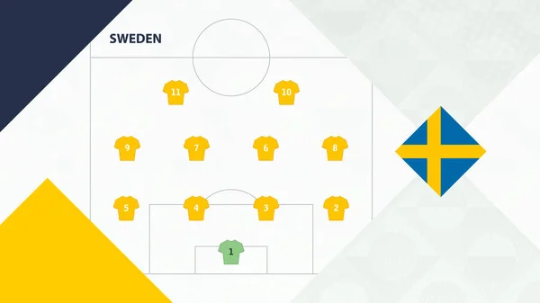 Equipo Suecia Prefirió Formación Del Sistema Fondo Del Equipo Fútbol — Archivo Imágenes Vectoriales