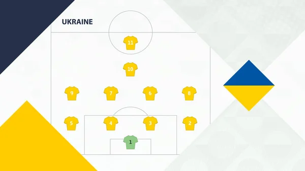 Equipo Ucrania Prefirió Formación Del Sistema Fondo Del Equipo Fútbol — Vector de stock