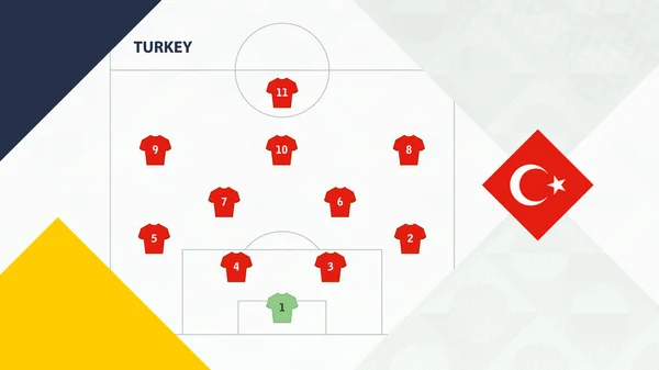 Türkiye Tercih Edilen Takım Sistemi Oluşturma Avrupa Futbol Yarışması Için — Stok Vektör