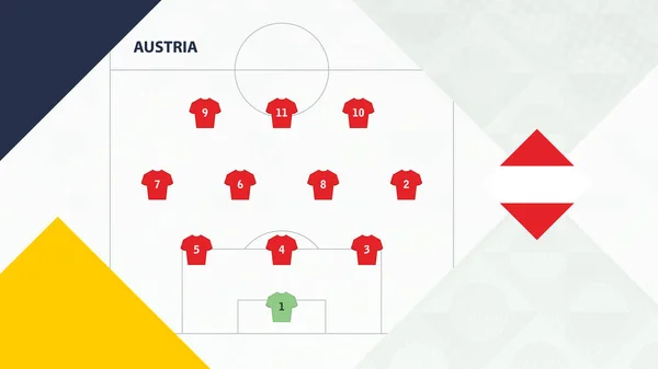 Austria Team Preferowany System Formacji Austria Football Team Tło Dla — Wektor stockowy