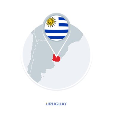 Uruguay Haritası ve bayrak, vurgulanan Uruguay ile vektör harita simgesi
