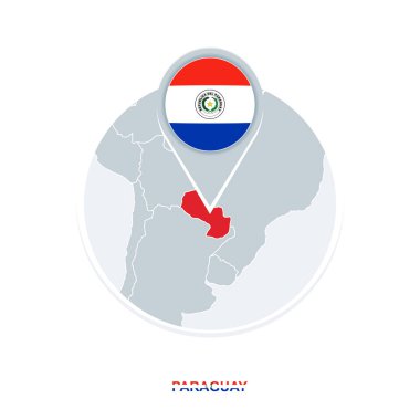 Paraguay harita ve bayrak, vurgulanan Paraguay ile vektör harita simgesi