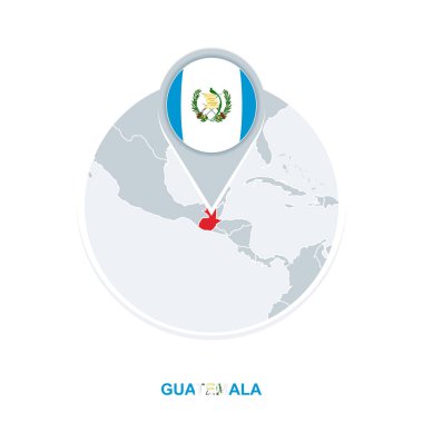 Guatemala Haritası ve bayrak, vurgulanan Guatemala ile vektör harita simgesi